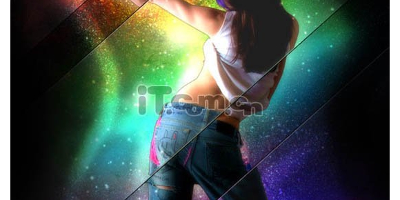 Photoshop打造七彩夺目的星空美女